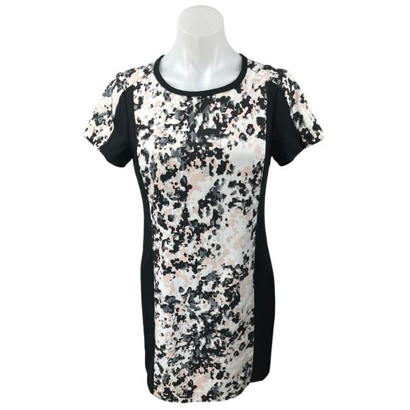 Banana Republic Black Multicolor Camo Short Sleeve Mini Pencil Sheath Dress 2 - Picture 1 of 5